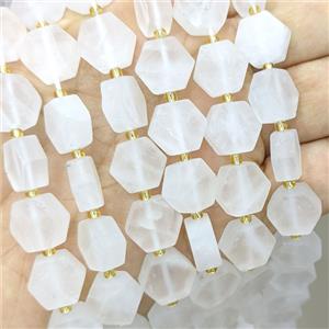 Natural White Jade Hexagon Beads Matte, approx 12-13mm