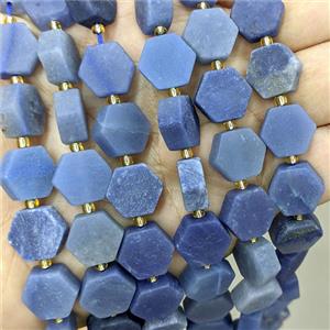 Natural Blue Aventurine Hexagon Beads Matte, approx 12-13mm