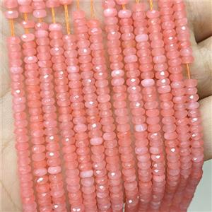 Pink Dye Jade Beads Faceted Rondelle, approx 2x4mm