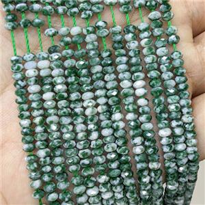 Green Dalmatian Jasper Beads Faceted Rondelle, approx 2x4mm