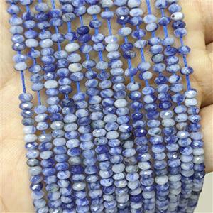 Blue Dalmatian Jasper Beads Faceted Rondelle, approx 2x4mm