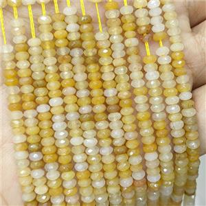 Yellow Honey Jade Beads Faceted Rondelle, approx 2x4mm
