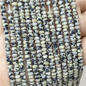 Black Dalmatian Jasper Beads Faceted Rondelle, approx 2x4mm
