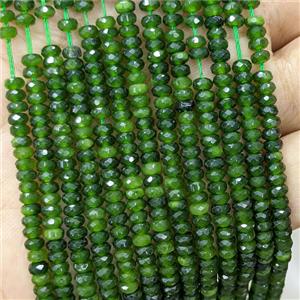 Green Nephrite Jade Beads Faceted Rondelle, approx 2x4mm