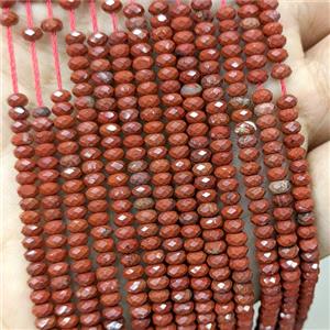Red Jasper Beads Faceted Rondelle, approx 2x4mm