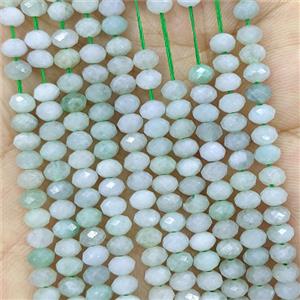 Natural Burma Jadeite Beads Green Faceted Rondelle, approx 3x4mm