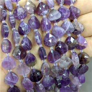Natural Purple Amethyst Triangle Beads Faceted, approx 12mm