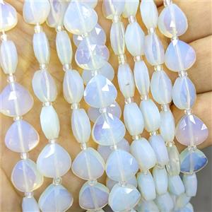 White Opalite Triangle Beads Faceted, approx 12mm