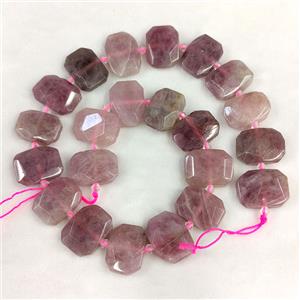 Natural Madagascar Rose Quartz Rectangle Beads Pink Faceted, approx 13-23mm