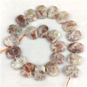 Natural Sunstone Rectangle Beads Faceted, approx 13-23mm