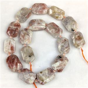 Natural Sunstone Rectangle Beads Faceted, approx 13-23mm