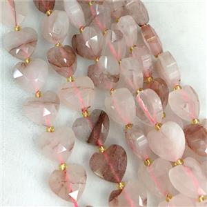 Natural Red Hematoid Quartz Heart Beads Faceted, approx 14mm