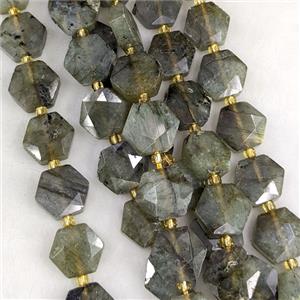 Natural Labradorite Hexagon Beads Faceted, approx 12-13mm