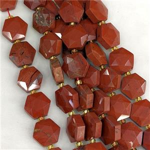 Natural Red Jasper Hexagon Beads Faceted, approx 12-13mm