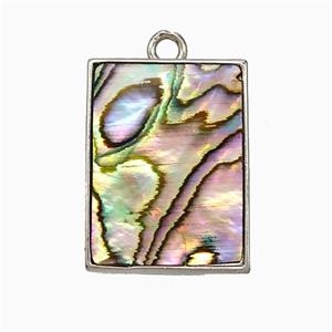 Abalone Shell Rectangle Pendant Platinum Plated, approx 15-20mm
