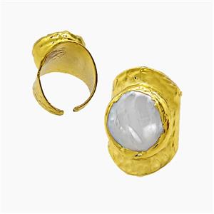 gemstone ring, gold plated, approx 18-20mm, 18mm dia