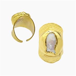 gemstone ring, gold plated, approx 18-20mm, 18mm dia