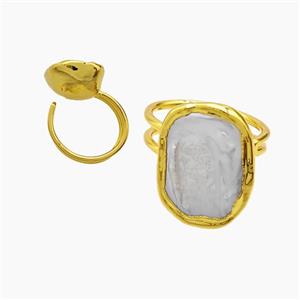 gemstone ring, gold plated, approx 16-21mm, 20mm dia