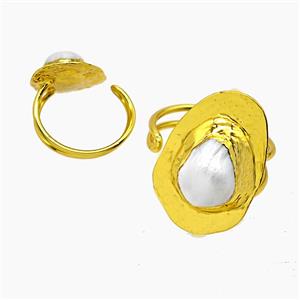 gemstone ring, gold plated, approx 20-32mm, 20mm dia