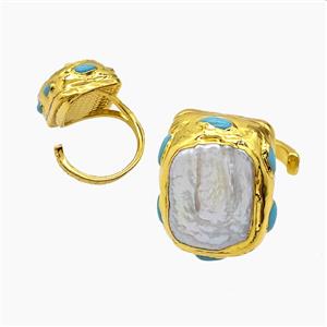 gemstone ring, gold plated, approx 20-23mm, 20mm dia