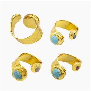 gemstone ring, gold plated, approx 10mm, 15mm, 20mm dia