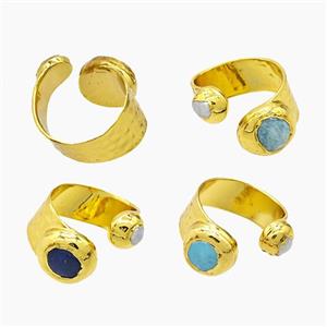 gemstone ring, gold plated, approx 10mm, 15mm, 20mm dia