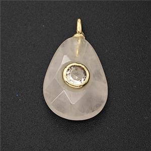gemstone Pendant pave zircon, gold plated, approx 12-16mm