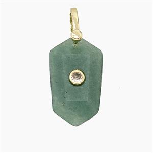 Natural Green Strawberry Quartz Prism Pendant Pave Zirconia, approx 14-25mm