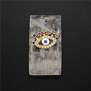 Clear Quartz Rectangle Pendant Pave Eye Zirconia, approx 13-25mm