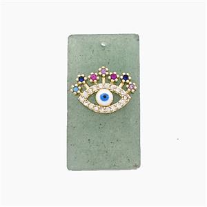 Natural Green Strawberry Quartz Rectangle Pendant Pave Eye Zirconia, approx 13-25mm