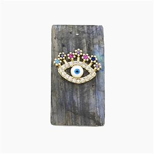 Natural Labradorite Rectangle Pendant Pave Eye Zirconia, approx 13-25mm