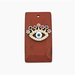 Natural Red Jasper Rectangle Pendant Pave Eye Zirconia, approx 13-25mm