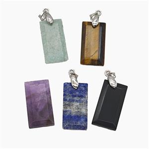 Gemstone Pendant, Platinum Plated, approx 13-25mm