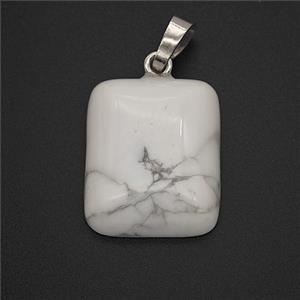 Gemstone Pendant, Platinum Plated, approx 18-22mm