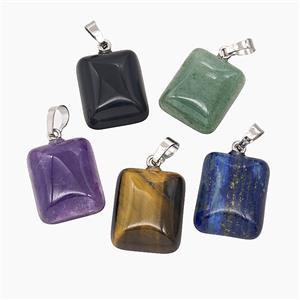 Gemstone Pendant, Platinum Plated, approx 18-22mm