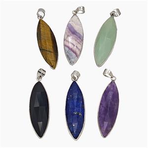 Gemstone Pendant, Platinum Plated, approx 13-40mm