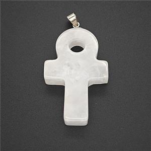 Gemstone Pendant, Platinum Plated, approx 20-30mm