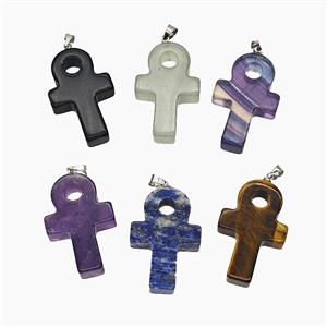 Gemstone Pendant, Platinum Plated, approx 20-30mm