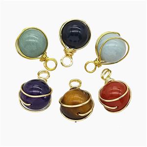 Gemstone Pendant, Platinum Plated, approx 16mm