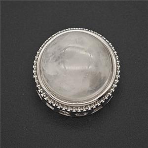 Gemstone Pendant, Platinum Plated, approx 19mm