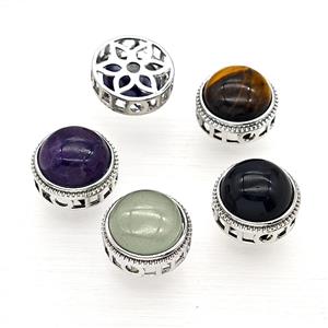 Gemstone Pendant, Platinum Plated, approx 19mm