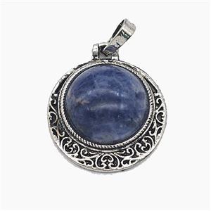 Gemstone Pendant, Antique Silver Plated, approx 22mm
