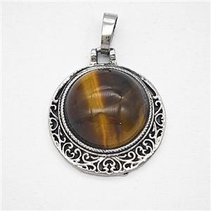 Gemstone Pendant, Antique Silver Plated, approx 22mm