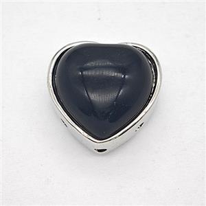 Gemstone Pendant, Antique Silver Plated, approx 18mm