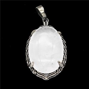 Gemstone Pendant, Antique Silver Plated, approx 20-30mm