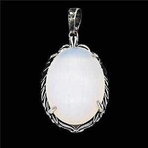 Gemstone Pendant, Antique Silver Plated, approx 20-30mm