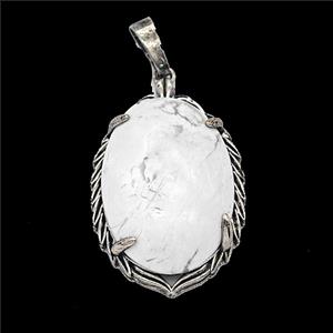 Gemstone Pendant, Antique Silver Plated, approx 20-30mm