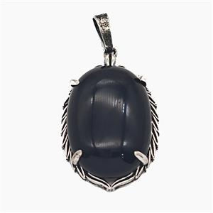 Gemstone Pendant, Antique Silver Plated, approx 20-30mm