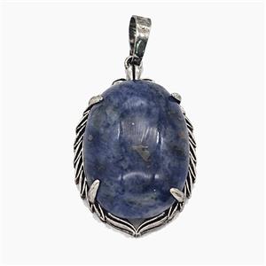 Gemstone Pendant, Antique Silver Plated, approx 20-30mm