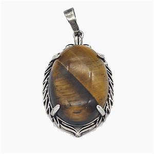 Gemstone Pendant, Antique Silver Plated, approx 20-30mm